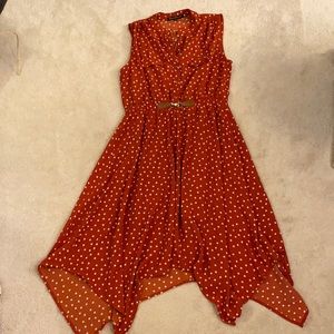 Rust Colored Polka Dot Fall Dress size M